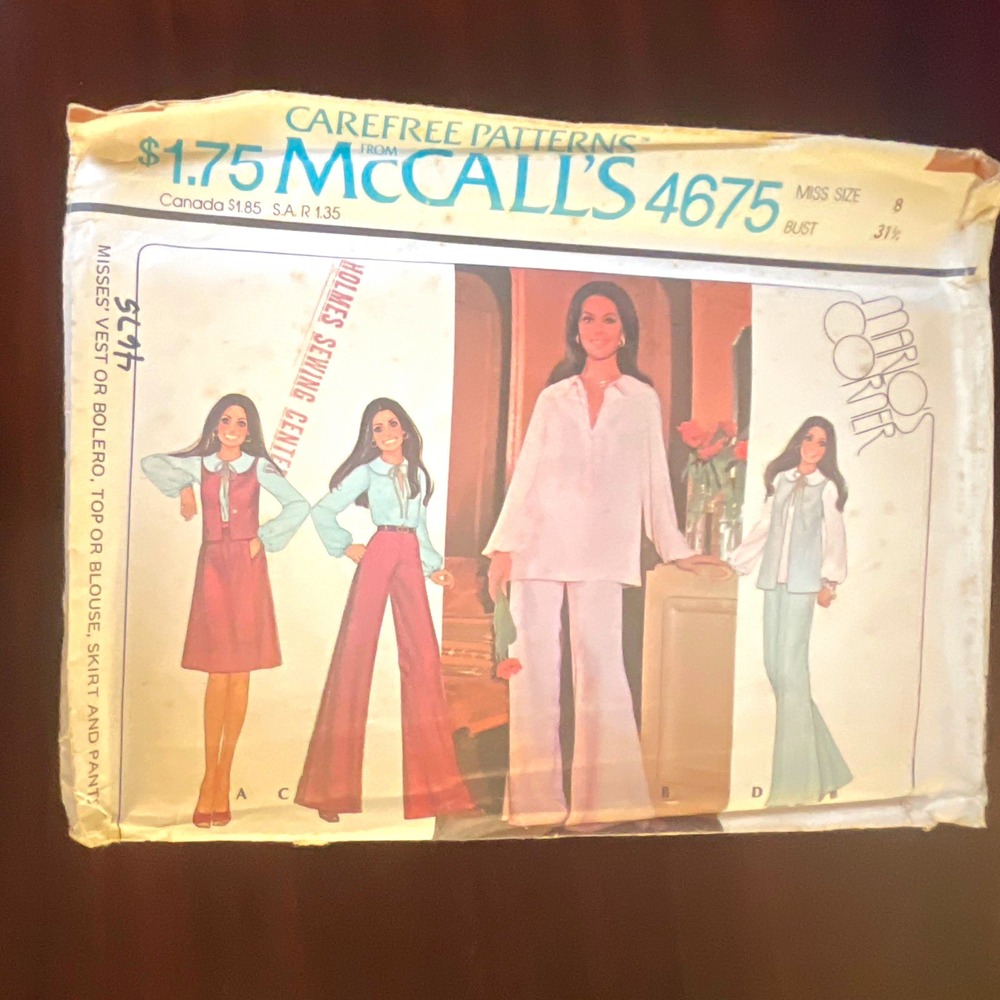 McCall's Carefree Patterns 4675 Women Vintage Original Vest Skirt Pants Pattern